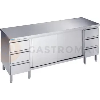 Příslušenství k židli Podstavec pro pracovní stůl 2000x700x850 mm, 2 police, 2 bloky se 3 zásuvkami, 2 posuvné dveře, bez pracovní desky | RILLING, ASS 0720U S3B0