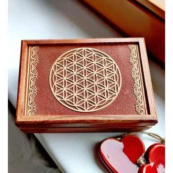 Dárková krabička Květ života - Dřevěná krabička 17x12x5cm KřídlAndělů