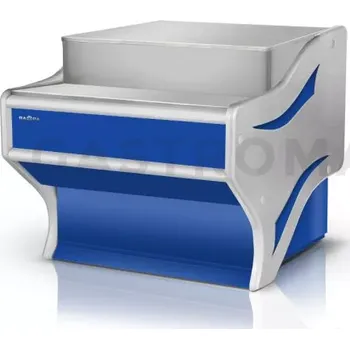 Výdejník vody Pokladní pult nechlazený, rovný s deskou z nerezové oceli, osvětlením korpusu a podstavci pod nádoby EURO2 1030x1070x910 mm | RAPA, LK-E Max