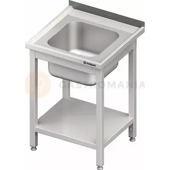 Kuchyňská linka Stůl nerezový s dřezem jednokomorovým a policí 600x700x850 mm | STALGAST, 980687060