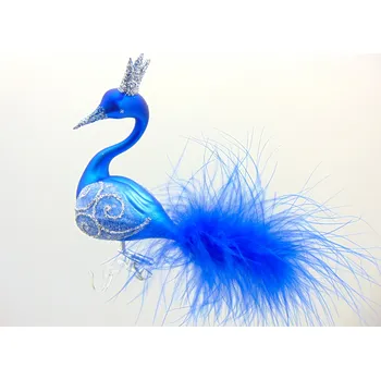 Vánoční ozdoba Vánoční labuť, vánoční ozdoba - modrý mat 1555 stříbrný dekor