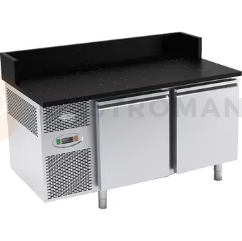 Chladicí stůl na pizzu s agregátem, žulovou deskou a plnými dveřmi 1475x800x840/1000 mm | DORA METAL, DM-94051-BG