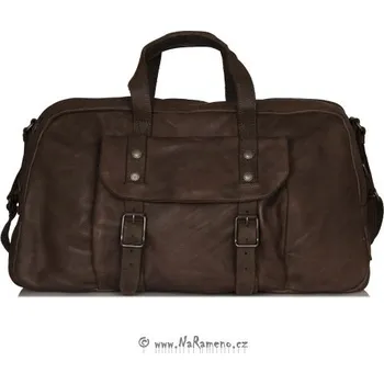 Cestovní taška Cestovní brašna Aunts and Uncles weekender z kůže The Fu Manchu hnědá