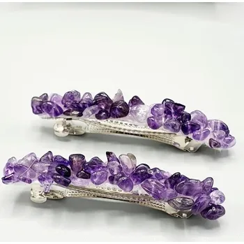 Ozdoba do vlasů Francouzská spona s Ametystem (9,8 x 1 cm)