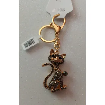 Přívěšek na klíče, zirkonová kočka