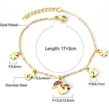 Náramek Nerezový náramek ve zlaté barvě s přívěsky - 418EG