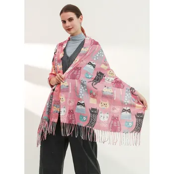 Šála Šál s kočkami, růžový