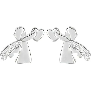 Náušnice Argento 67110 Stříbrné náušnice - anděl, čiré kulaté zirkony