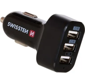 SWISSTEN CL adaptér do auta 3x USB 5,2 A / Nabíječka