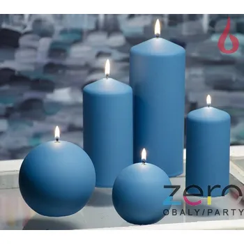 Svíčka Svíčka válec pr. 8 cm, výška 20 cm - pudrová modrá sametová