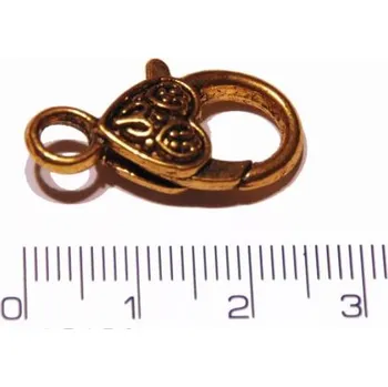 Materiál na výrobu šperku Zapínání karabinka 26x13mm na klíče, ozdobná. (pozlaceno)