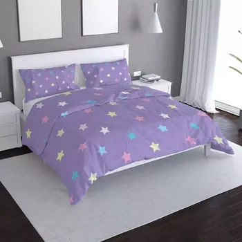 Povlečení Saténové povlečení Hvězdy na fialové - Sablio - 140x220 / 90x70
