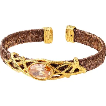 Náramek Pozlacený stříbrný náramek s broušeným sklem - AP534-1226