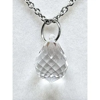 Drahý kámen Náhrdelník Křišťál - fazetovaná kapka velká