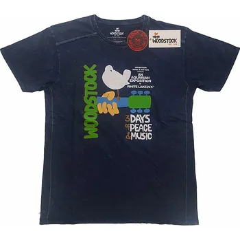 Pánské tričko Woodstock tričko, Poster Snow Washed Blue, pánské XXL