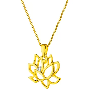 Přívěsek Zlatý přívěsek s briliantem - květ lotosu - 0,01 ct - ryzost 585 - 220.326