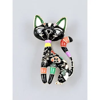 Brož Pruhovaná kočka - brož, přívěsek černá