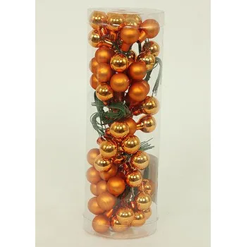 Vánoční dekorace Ozdoby skleněné na drátku, barva zlatá, pr.1.5cm, cena za 1 balení(72ks)