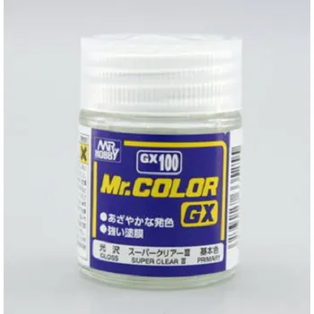 Modelářská barva Gunze Mr.Color GX GX100 Super Clear III lesklý lak 18 ml transparentní