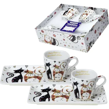 Sada 2 šálků s obdelníkovými podšálky