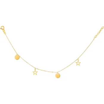 Náramek Zlatý náramek - Kroužek, hvězda - AP129-9777