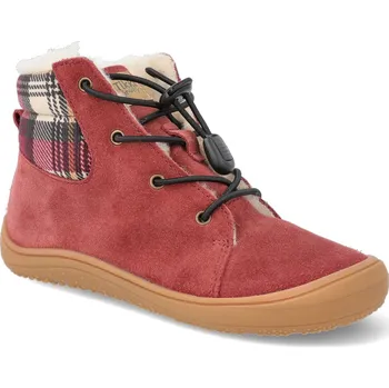 Dívčí zimní obuv Barefoot zimní obuv Tikki shoes - Beetle leather Bordeaux vínová Velikost: 30