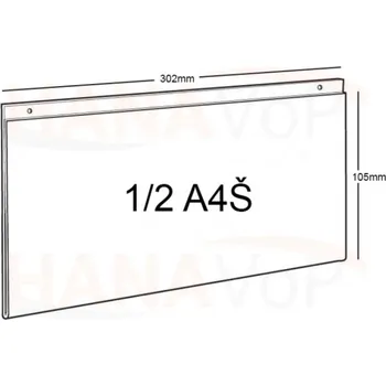 Plexi tabulka 1/2 A4 na šířku 1/2 A4Š PX-TAB-Š - 302x105 mm - 1 ks
