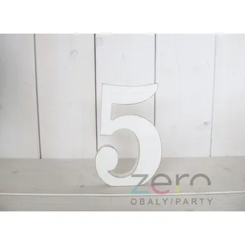 Svatební dekorace Číslo dřevěné '5' (18 cm) - bílá