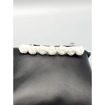 Květinová spona do vlasů - růžičky (8 x 0,6 cm) Bílé růžičky