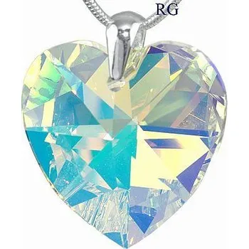 Náhrdelník Swarovski Elements Heart krystal 18mm - Stříbrný náhrdelník (přívěsek + řetízek) bílé duhové srdce, srdíčko 34004.2 Crystal AB (bílá, křišťálová, duhová, měňavá)