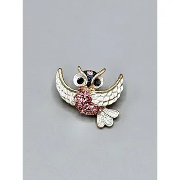 Brož Barevná sovička - brož Růžová