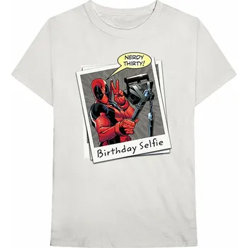 Pánské tričko Deadpool tričko, Deadpool Birthday Selfie White, pánské S