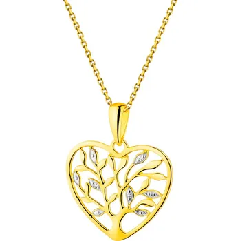 Přívěsek Zlatý přívěsek s diamanty - srdce, strom života - 0,01 ct - ryzost 585 - 110.956 Žluté zlato