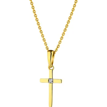 Přívěsek Zlatý přívěsek s briliantem - kříž - 0,006 ct - ryzost 585 - 109.708