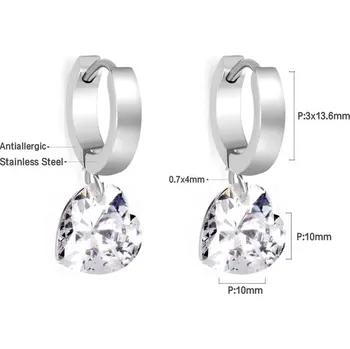 Náušnice Luxusní zirkonové náušnice z chirurgické oceli - Srdce 487S