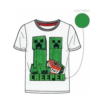 MOJANG official product - Chlapecké / dětské bavlněné tričko s krátkým rukávem Minecraft TNT Creeper - bílé 116