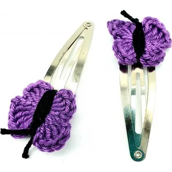 Prolamovací sponka háčkovaný motýl barva fialová 1