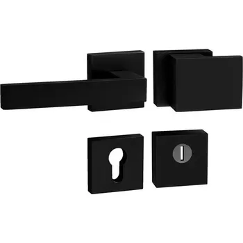 Dveřní kování TI - CUBO / SQUARE - HR 3230/2275 rozety PZ PLUS, madlo/klika levá BS - Černá matná (153)