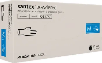 Vyšetřovací rukavice Mercator Medical Santex latexové pudrované bílé 100 ks