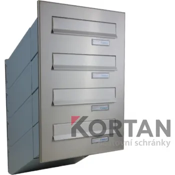 Poštovní schránka 4x poštovní schránka D-041 k zazdění do sloupku + čelní deska - NEREZ / šedá