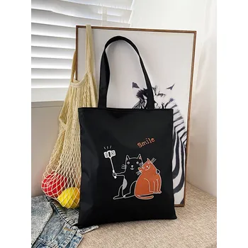 Taška černá, kočka se selfie