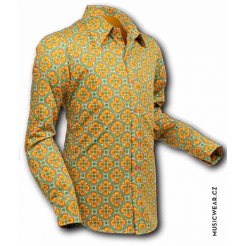 Pánská košile Pete Chenaski košile, Dotsgrid Light Green & Orange, pánská XS