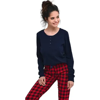 Dámské noční prádlo Dámské pyžamo SENSIS.1282 tmavě modrá/ červená L 0