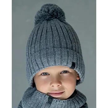 Čepice Zimní čepice s bambulí All for kids šedá - M