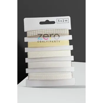 Stuha Stuha tkaná 5 ks x (1 cm x 2 m) - krémová (mix)