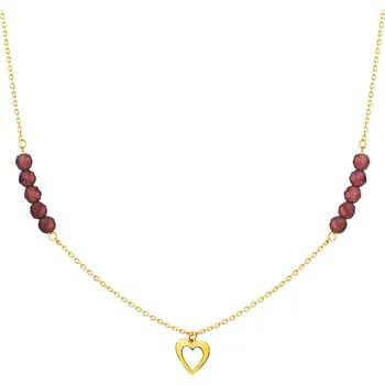 Náhrdelník Zlatý náhrdelník s přirodními turmalíny, anker - srdce - AP533-0947