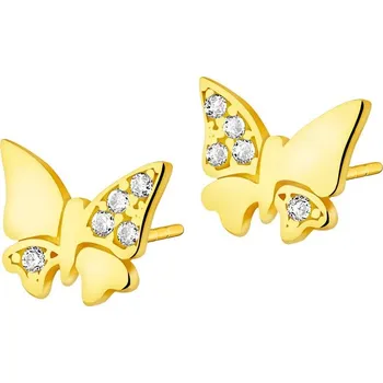 Náušnice Zlaté náušnice se zirkony- Motýli - K-707.01