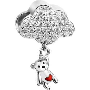 Přívěsek Stříbrný přívěsek Beads se zirkony a smaltem - medvídek, mrak, srdce - AP529-3962