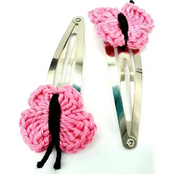 Prolamovací sponka háčkovaný motýl barva růžová 2