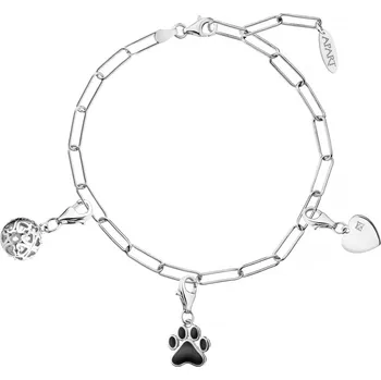 Náramek Stříbrný náramek Charms - sada - srdce, čtyřlístek, tlapka - AP100-0058